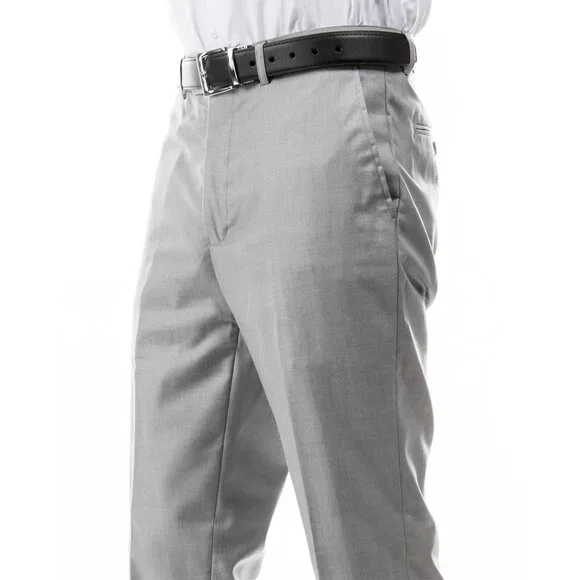 Azzuro Men's 3-Pack of Light Grey Dress Pants (Unhemmed/Open Bottom)